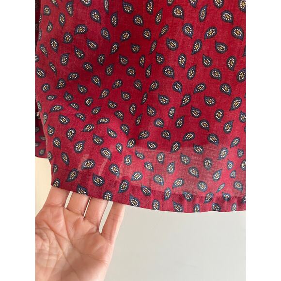 Vintage Etretat Button Down Casual Shirt Red Paisley Size M JL - Picture 7 of 7